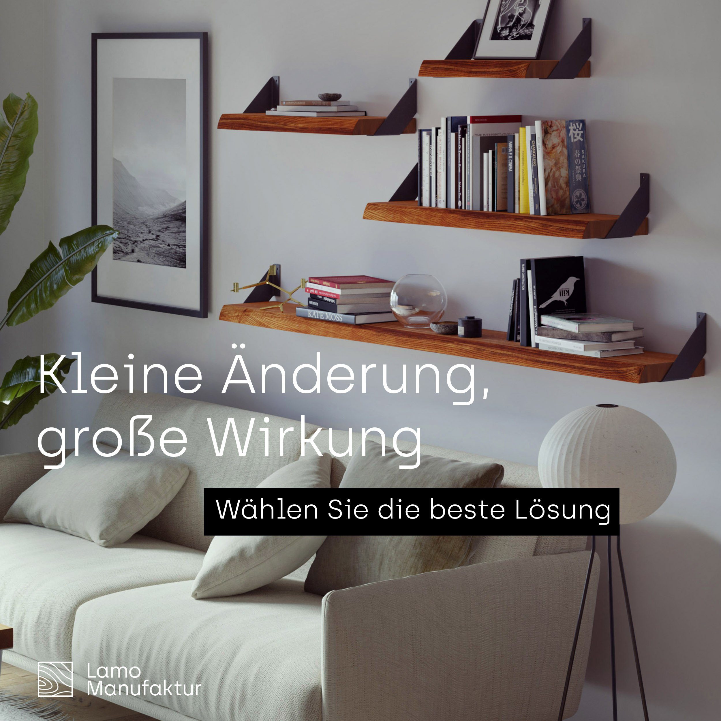 LAMO Manufaktur Wandregal Holz Baumkante Regal günstig online kaufen