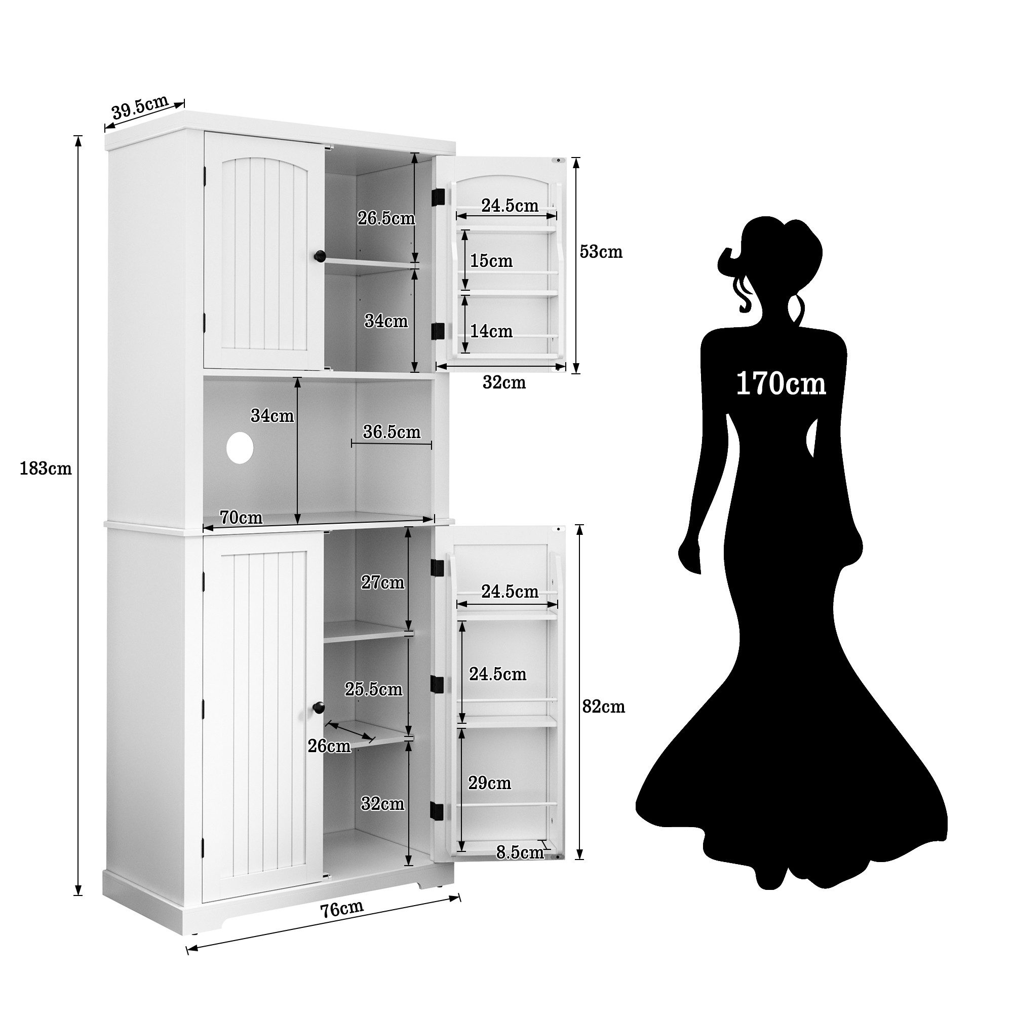 HOLTICO Hochschrank Küchenschrank mit Arbeitsplatte, Buffetschrank, günstig online kaufen