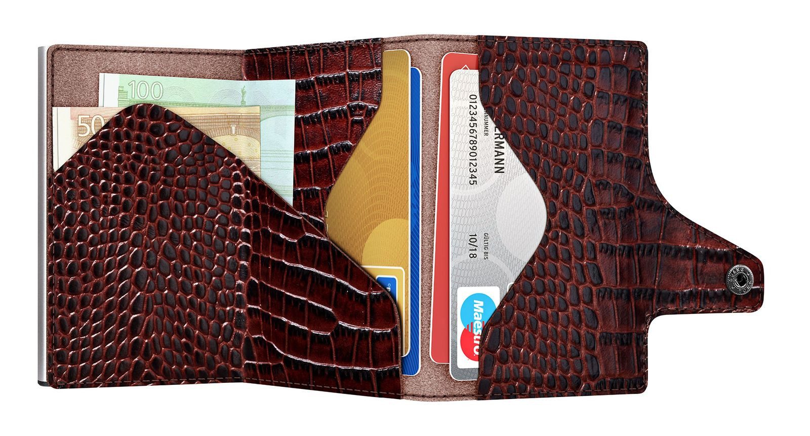 TRU VIRTU Geldbörse Coin Pocket Croco, aus echtem Leder mit RFID-Blocker Schutz