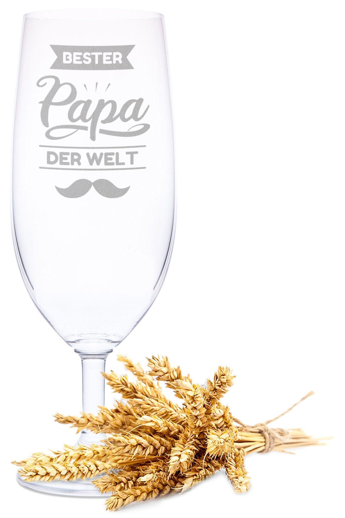 GRAVURZEILE Bierglas Leonardo Bierglas mit Gravur - Bester Papa der Welt V2, Glas, Geschenk für Papa zum Vatertag - 360 ml