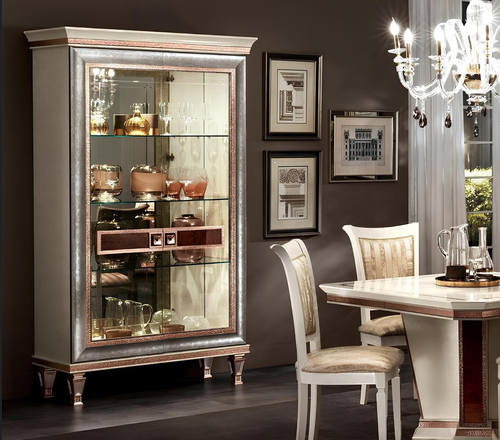 Xlmoebel Vitrine Schrank im Barock Rokoko Design aus Holz für Wohnzimmer (1-St., Vitrine Barock/Rokoko) Made in Europa