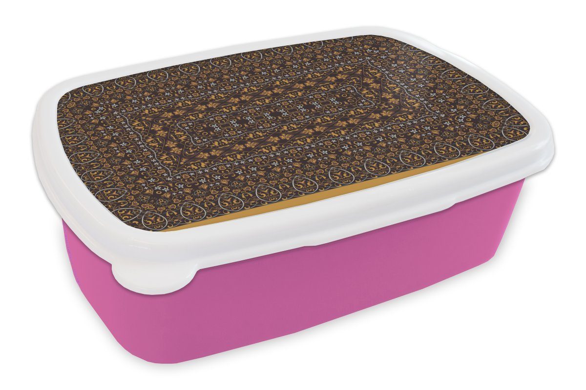- Kunststoff Mädchen, rosa Lunchbox Brotbox Kinder, (2-tlg), Kunststoff, Erwachsene, Snackbox, Teppiche für Muster Persische Orange, - Teppiche Brotdose - MuchoWow