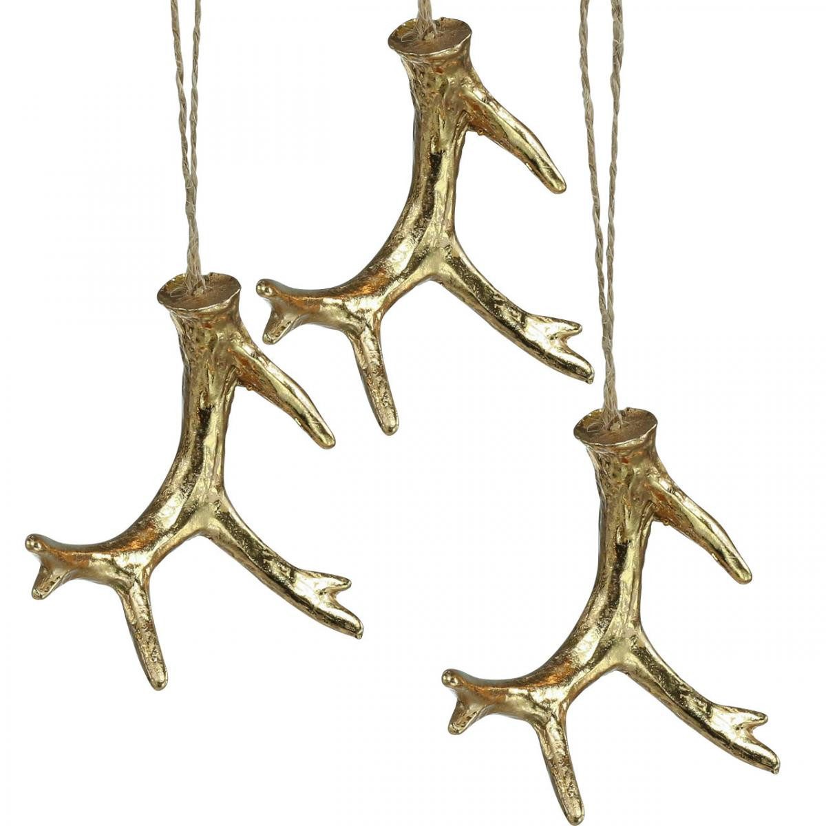 Florists Products Christbaumschmuck Weihnachtsanhänger Deko Geweih Gold 7,5cm Ba