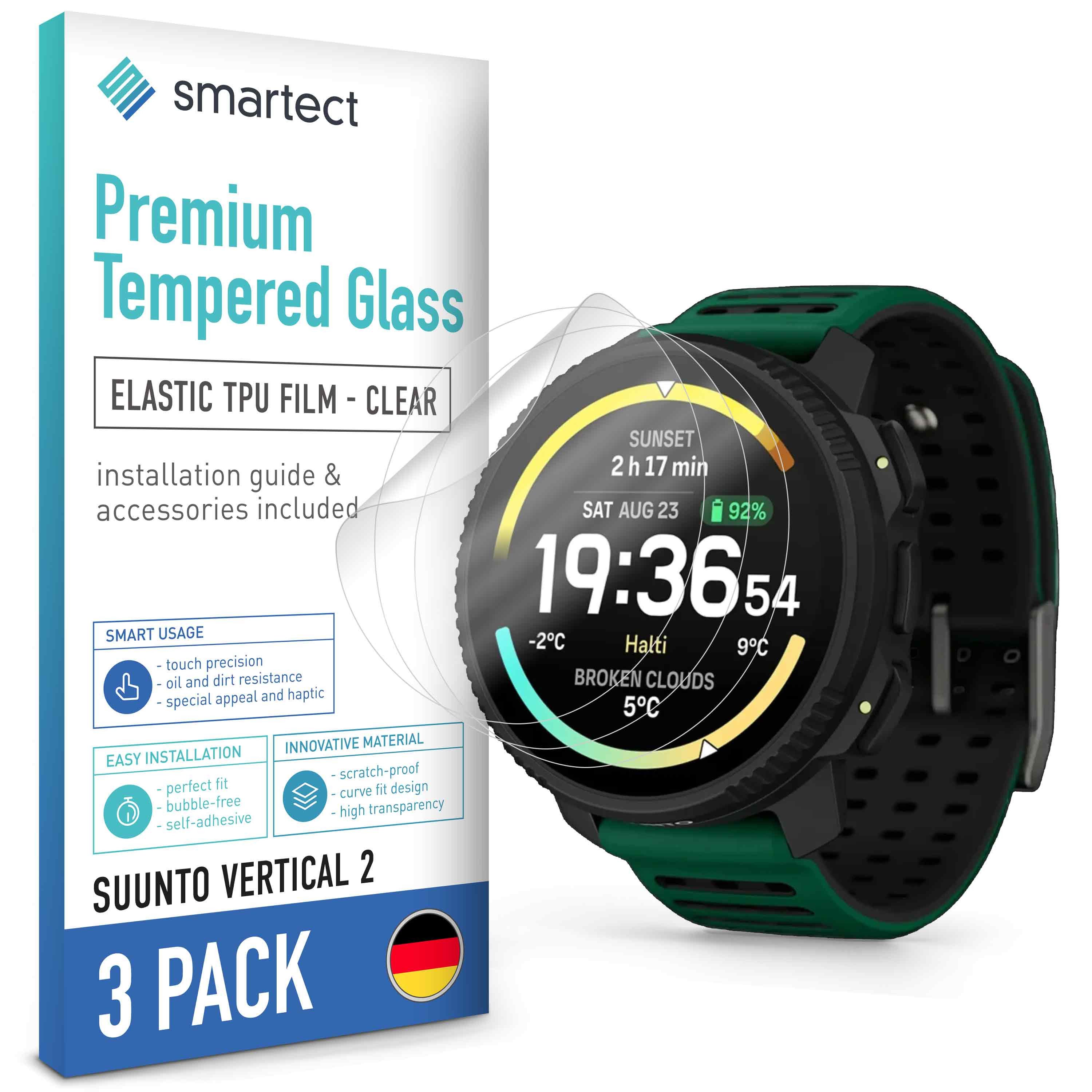 smartect Displayschutzfolie 3X TPU Schutzfolie Klar für Suunto Vertical 2 für Suunto Vertical 2, Set, 3 Stück, Ultra-klar, Kratzfest, Blasenfrei, Oleophob, Fingerabdruck kompatibel
