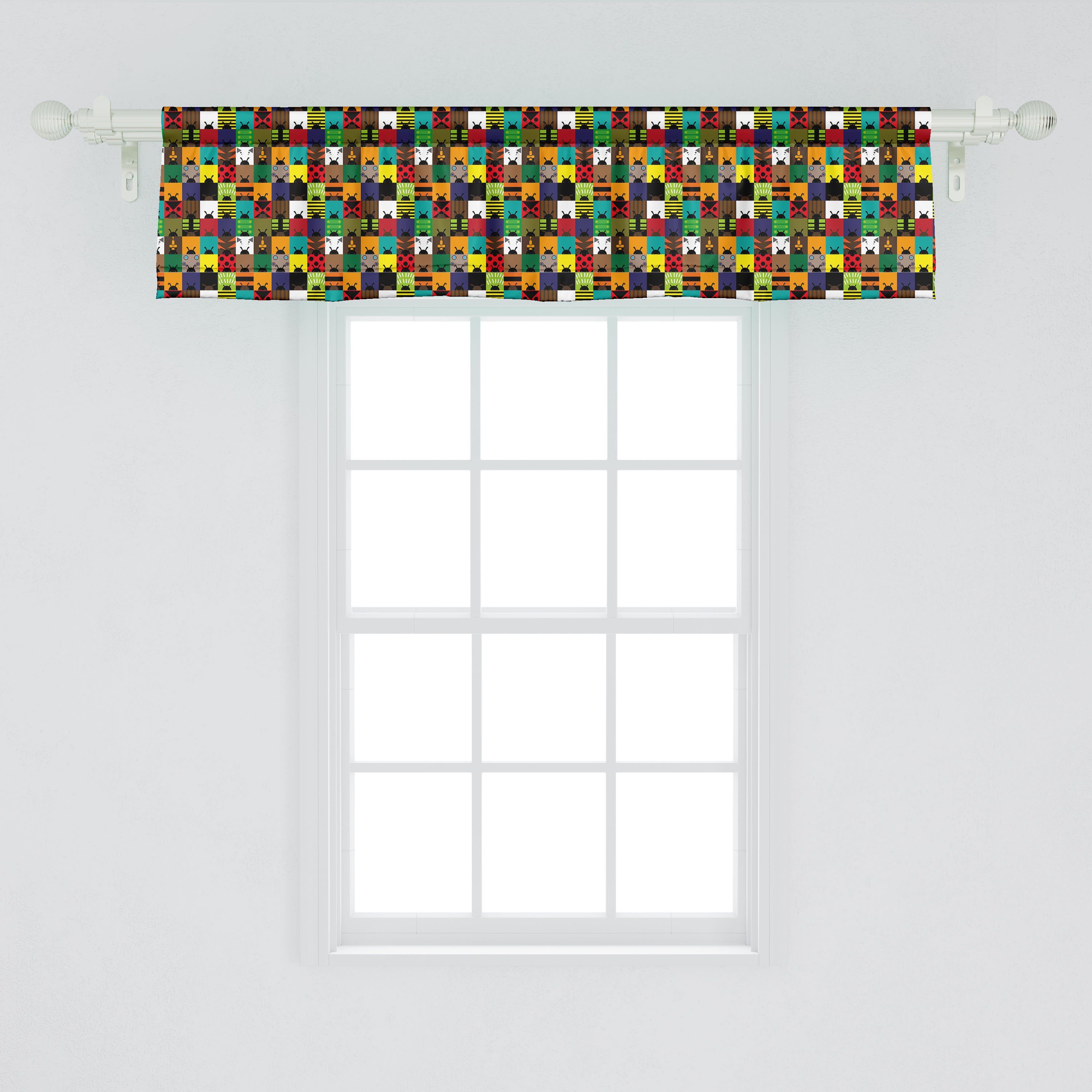 Dekor Vorhang Scheibengardine Square mit Küche Käfer Microfaser, Innen Bunt Stangentasche, für Volant Art Schlafzimmer Abakuhaus,