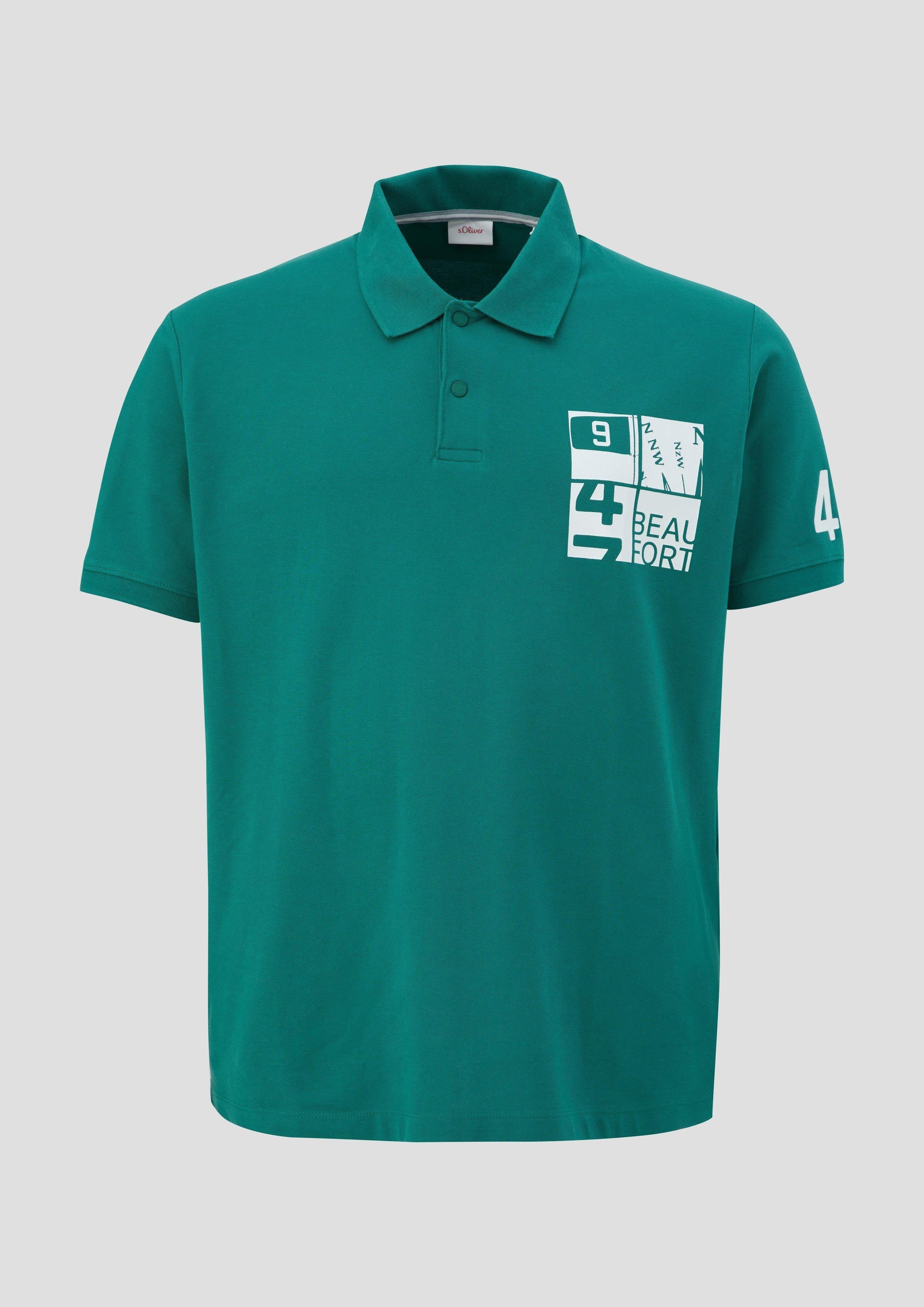 s.Oliver Kurzarmshirt Polo-Shirt aus Baumwollstretch smaragd