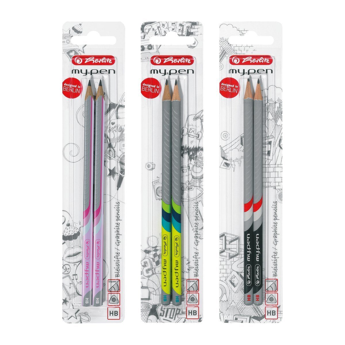 Herlitz Bleistift Bleistift 2er Set my.pen HB farblich sortiert