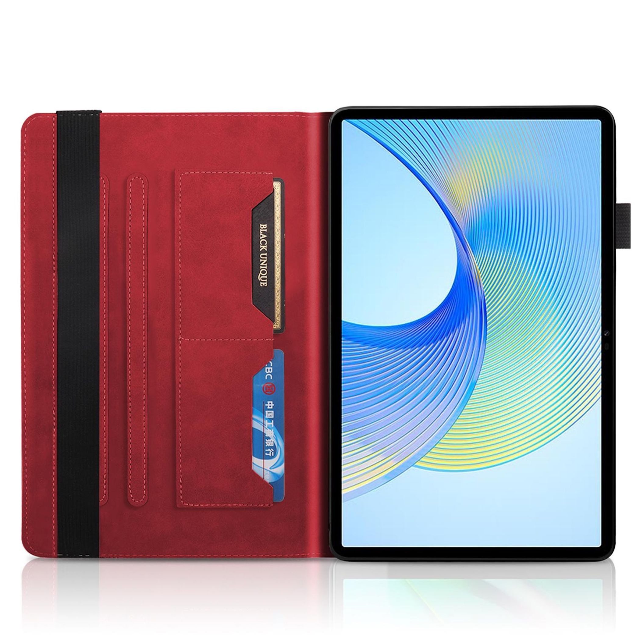 Wigento Tablet-Hülle Für Samsung Galaxy Tab S10 FE Plus Kunstleder Baum Design Tasche Rot, Baum Design Hülle mit Standfunktion und Kratzschutz