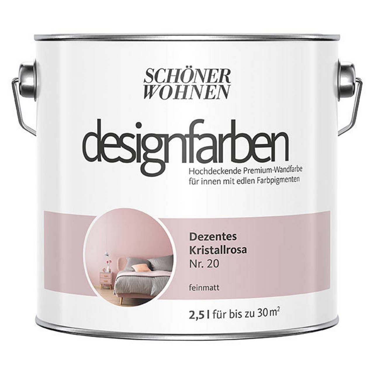 SCHÖNER WOHNEN FARBE Wand- und Deckenfarbe Dezentes Kristallrosa Nr. 20, Tropf- und spritzgehemmt, Konservierungsmittelfrei