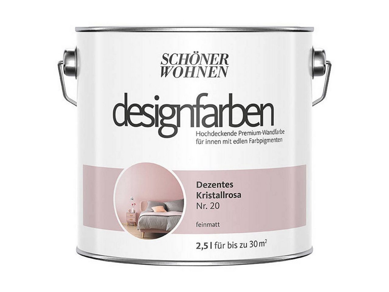 SCHÖNER WOHNEN FARBE Wand- und Deckenfarbe Dezentes Kristallrosa Nr. 20, Tropf- und spritzgehemmt, Konservierungsmittelfrei
