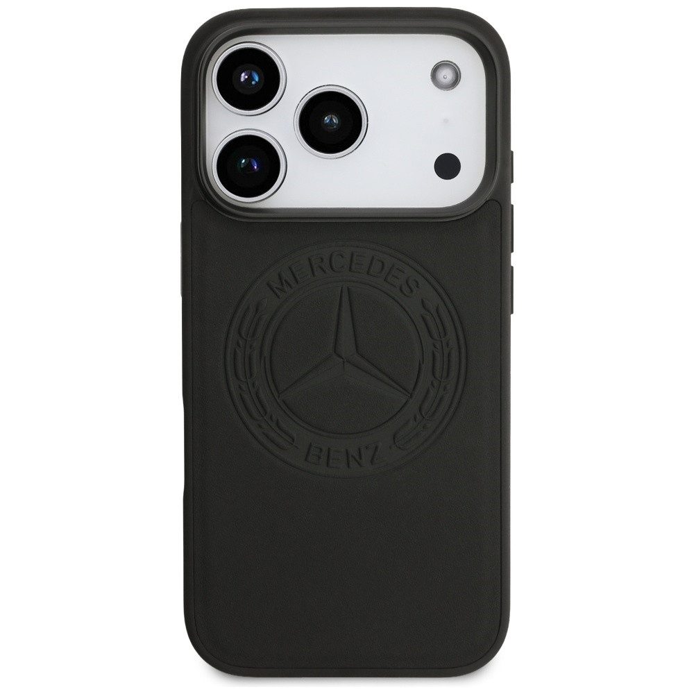 Mercedes Benz Handyhülle iPhone 17 Pro Echtleder schwarz Vintage Logo MagSafe 6,3 Zoll, Kantenschutz – Bild 3 von 5