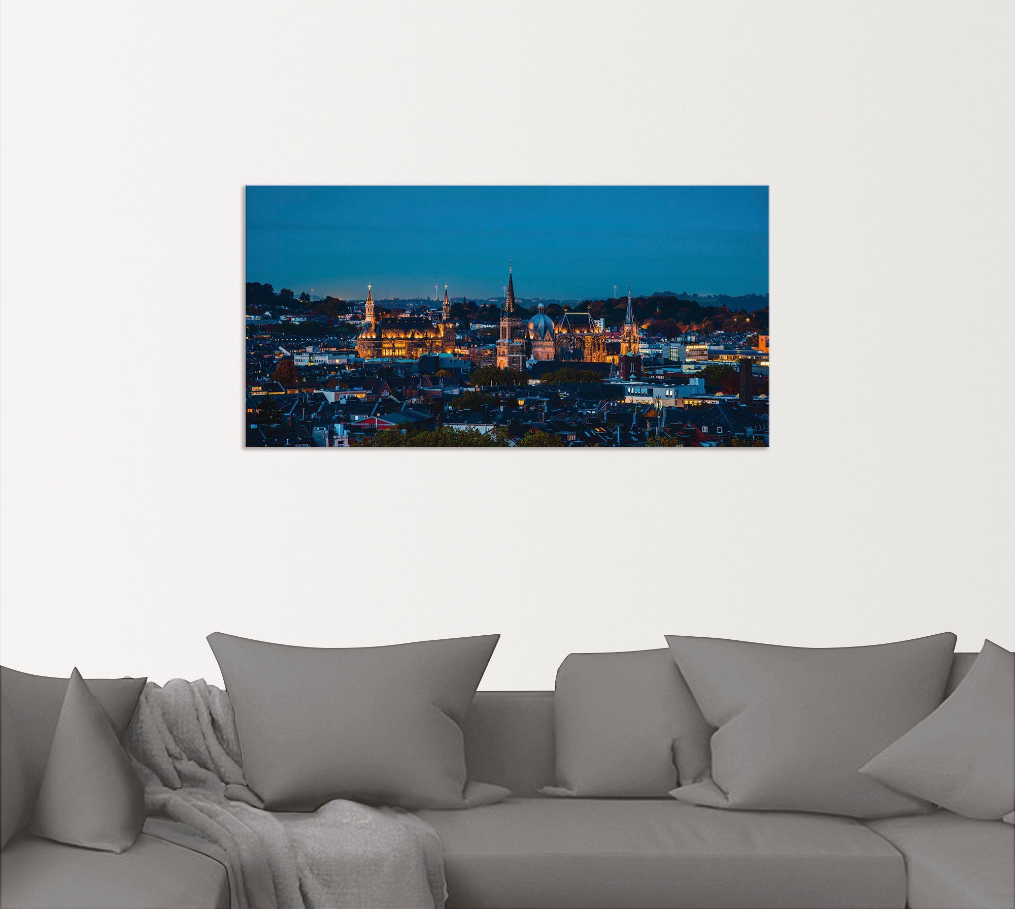 Artland Wandbild Aachen Skyline Größen als in Poster (1 II, Deutschland Leinwandbild, oder Alubild, Wandaufkleber St), versch