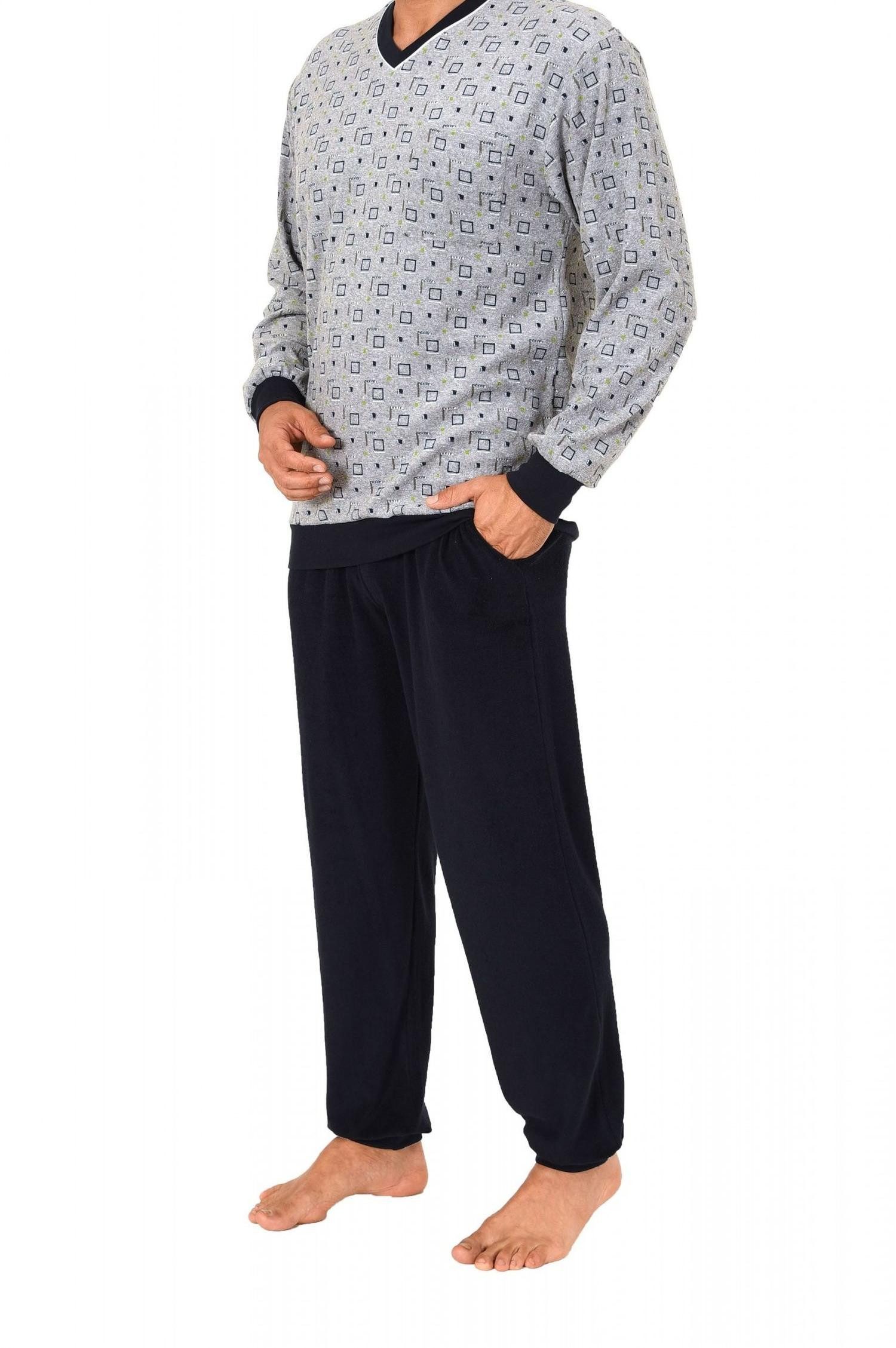 Normann Pyjama Herren Frottee Schlafanzug lang mit Bündchen - auch in Überg günstig online kaufen