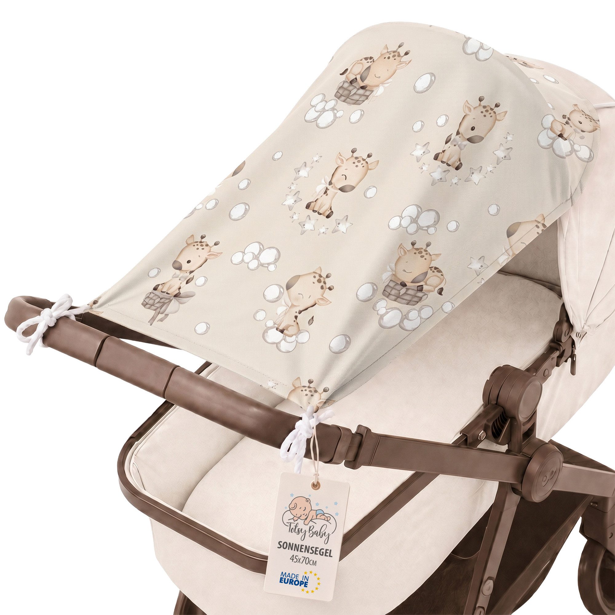 Totsy Baby Kinderwagen-Sonnenschutzhülle Sonnenschutz Kinderwagen 70x45 cm Musselin UV-Schutz faltbar EU