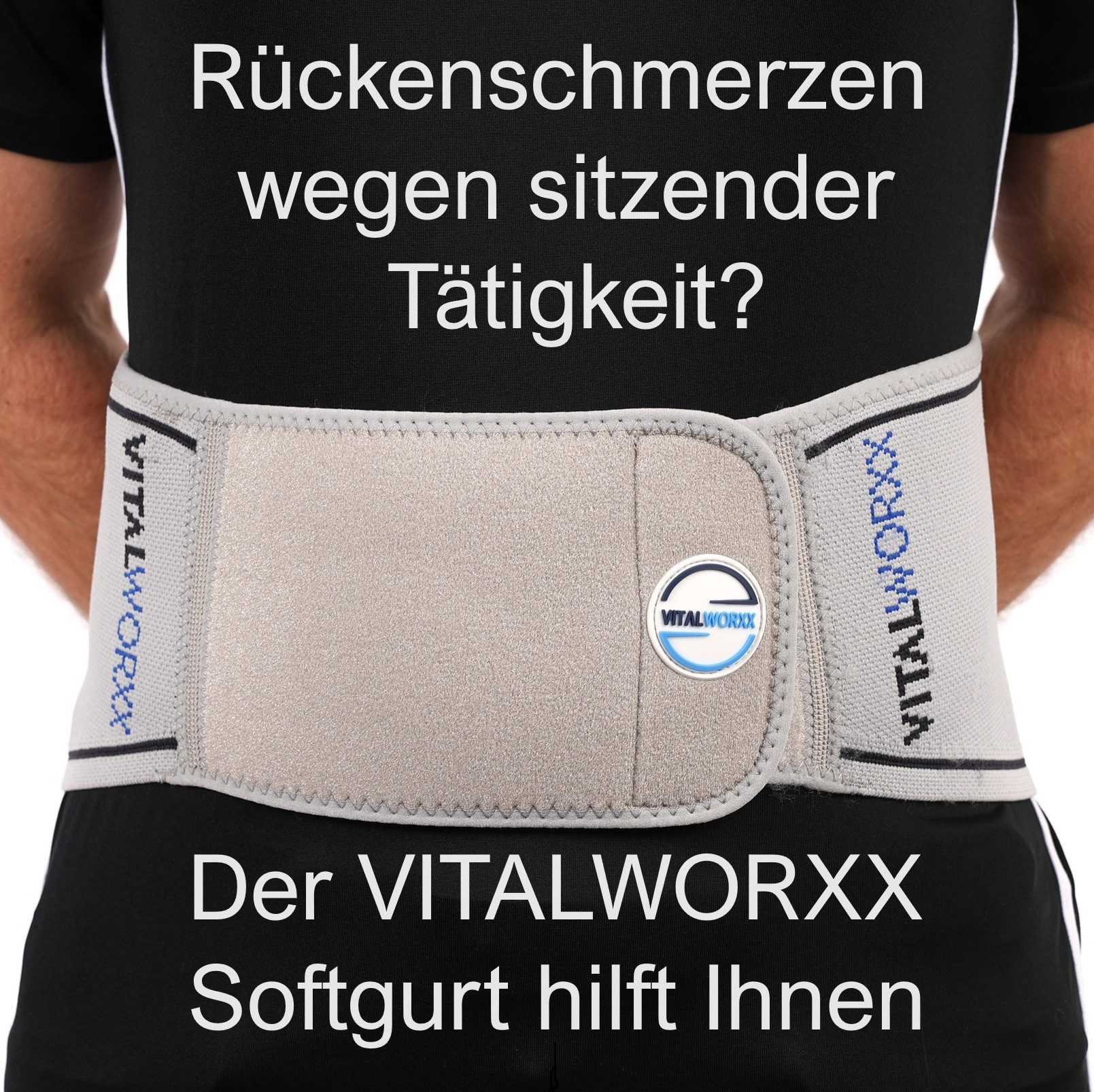 VITALWORXX Rücken Stützgürtel Soft - Rückengurt mit extra großem und stufenlosen Verstellbereich