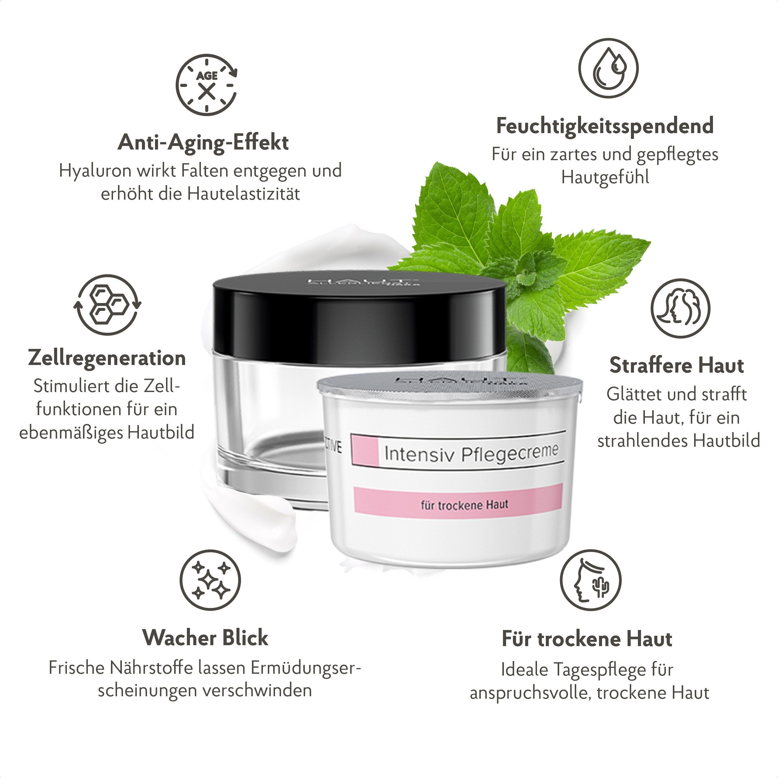 HAUTALLERLIEBST Gesichtspflege MineralComplex Intensiv Pflegecreme Anti-Aging 50ml + Tiegel