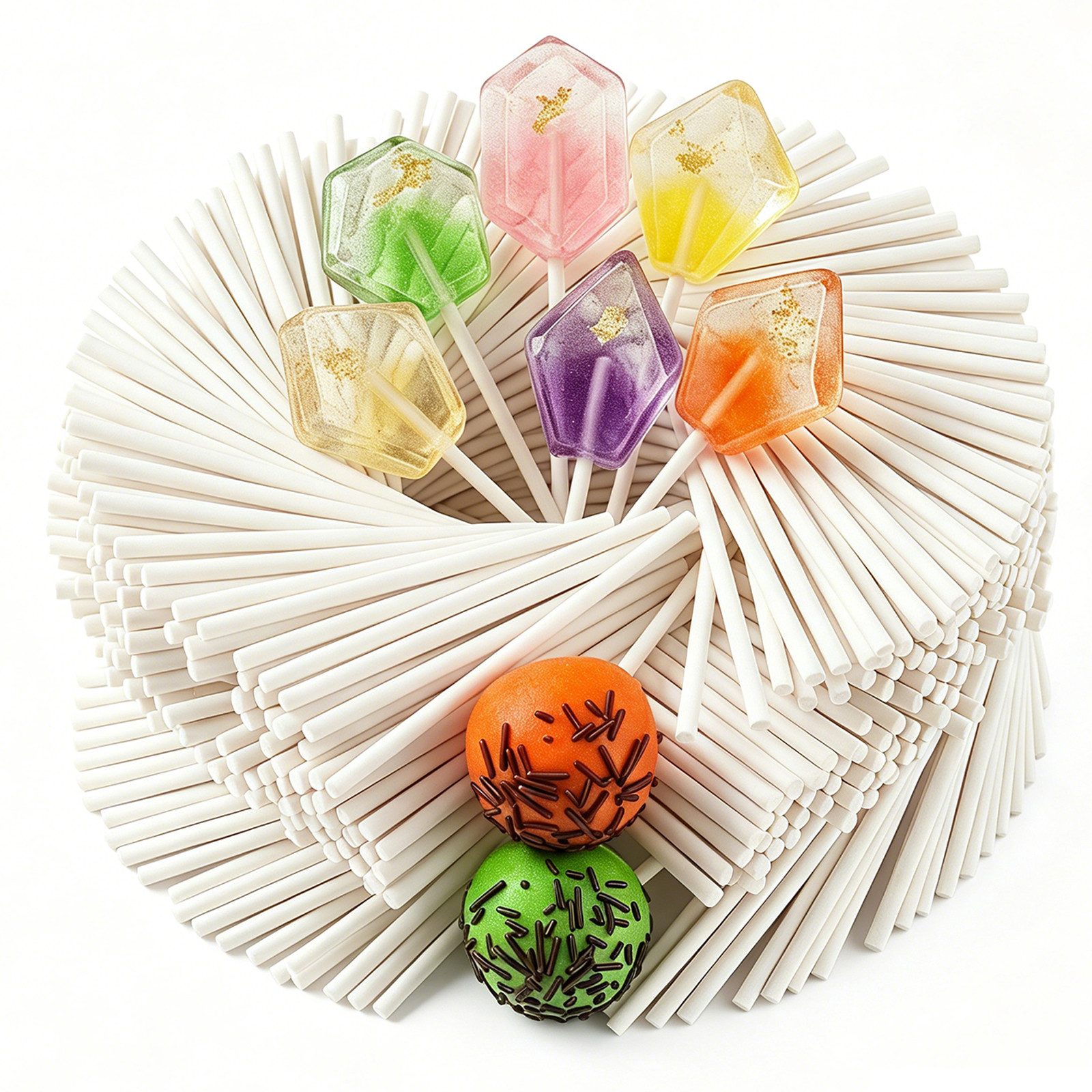 FANNOU Cake-Pop-Form, (200-tlg), Cake Pop Stiele, Cakepop Stiel, Papier Lollipop Sticks