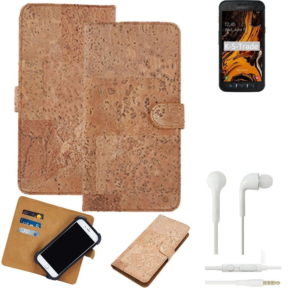 K-S-Trade Handyhülle für Samsung Galaxy Xcover 4s, Hülle + in ear Kopfhörer Kork Handyhülle Cover - Schutzhülle