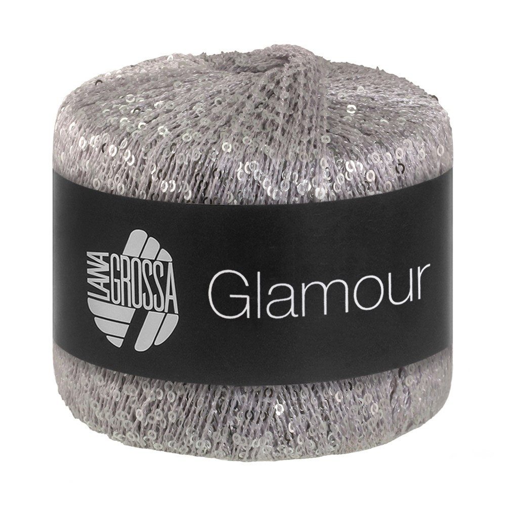 LANA GROSSA GLAMOUR Häkelwolle, 115 m (Beilaufgarn mit Pailletten für funkelnde Akzente), 25 g