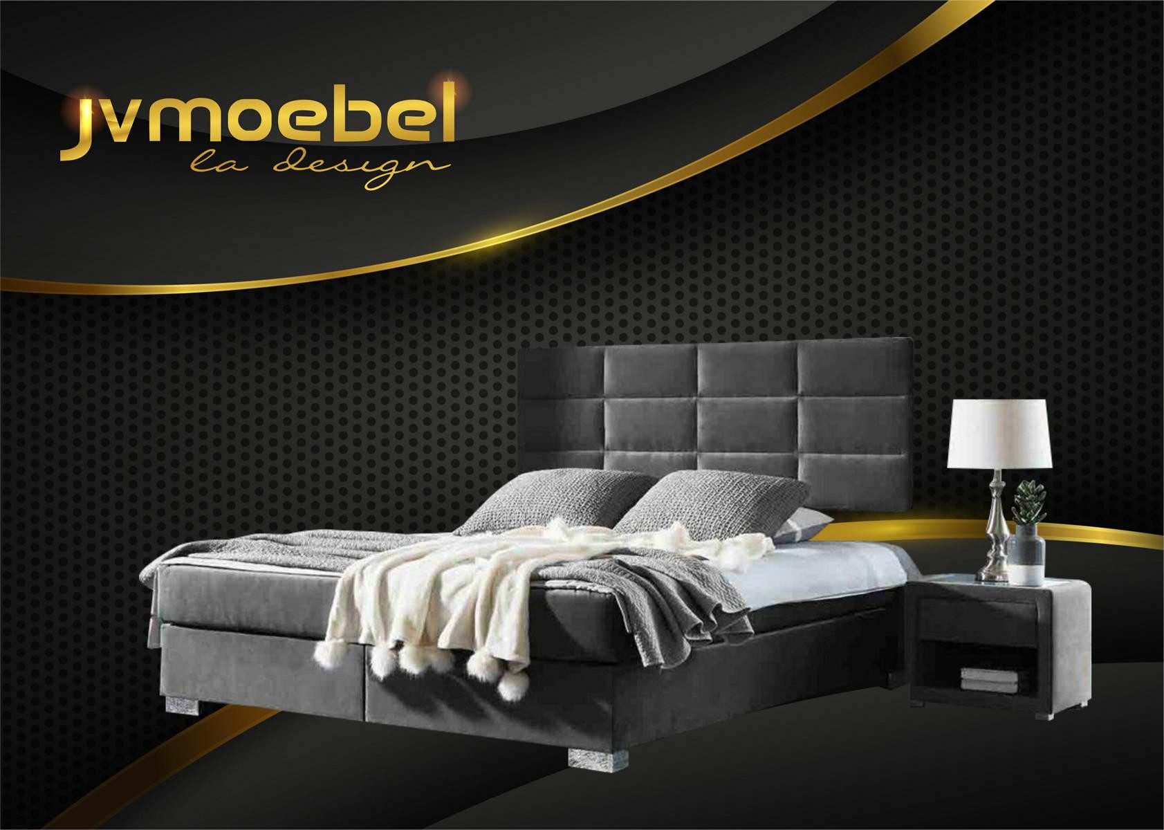 JVmoebel Schlafzimmer-Set Boxspringbett Blau mit Nachttischen und modernem Design, Made in Europa