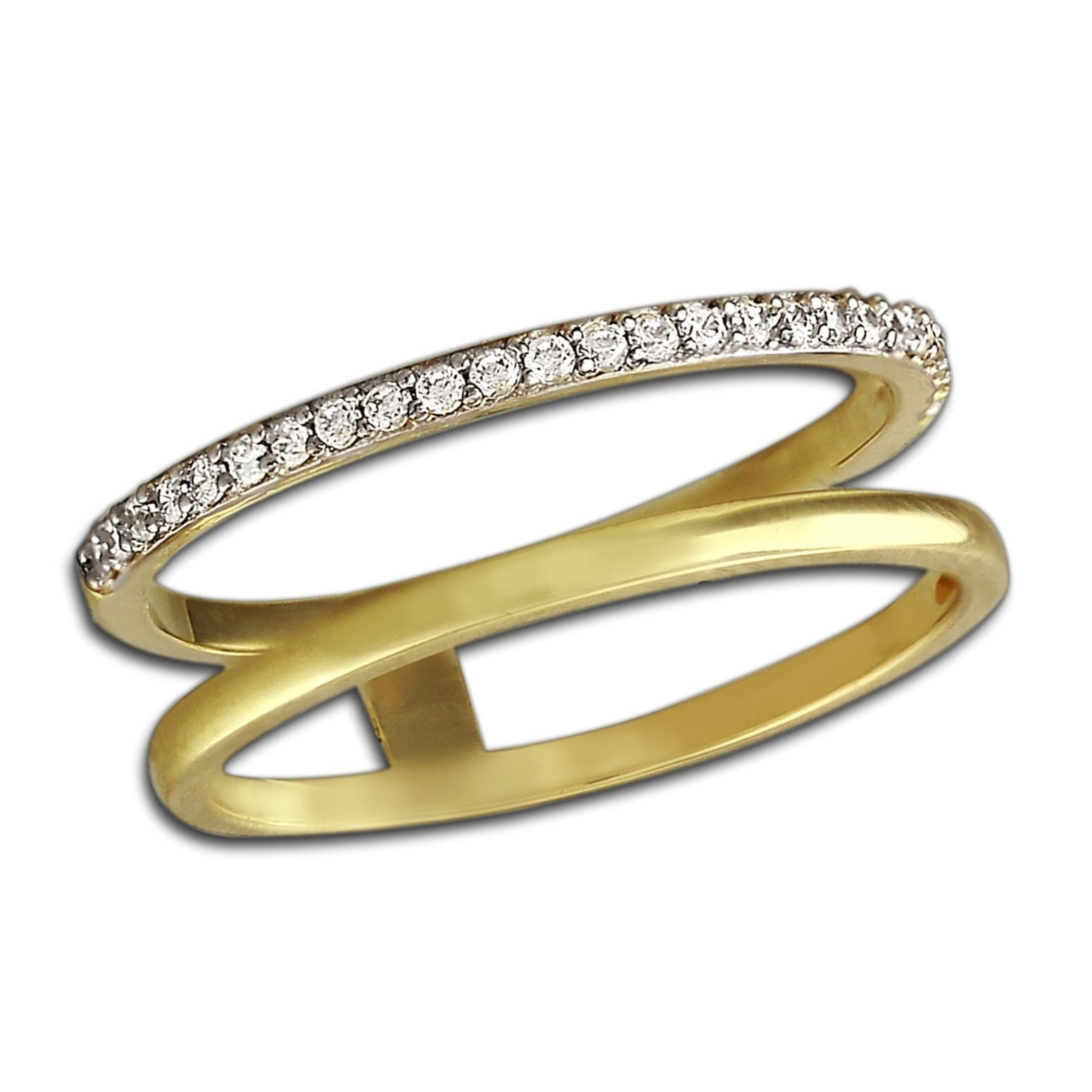 GoldDream Goldring GDR505YX GoldDream Doppel-Ring Gr.54-60 Gold 8K (Fingerring), Damen Ring aus 333 Gelbgold - 8 Karat, Farbe: gold, weiß