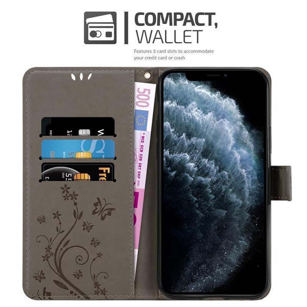 Cadorabo Handyhülle für iPhone 11 PRO Hülle Apple iPhone 11 PRO, Hülle Schutzhülle Blumen Flower mit Standfunktion Kartenfach Magnet