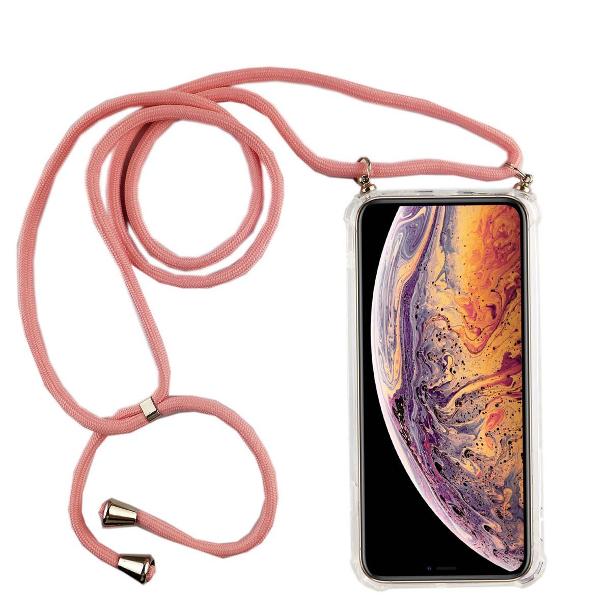 König Design Handyhülle Apple iPhone XR, Apple iPhone XR Handykette Handyhülle Umhängetasche Transparent