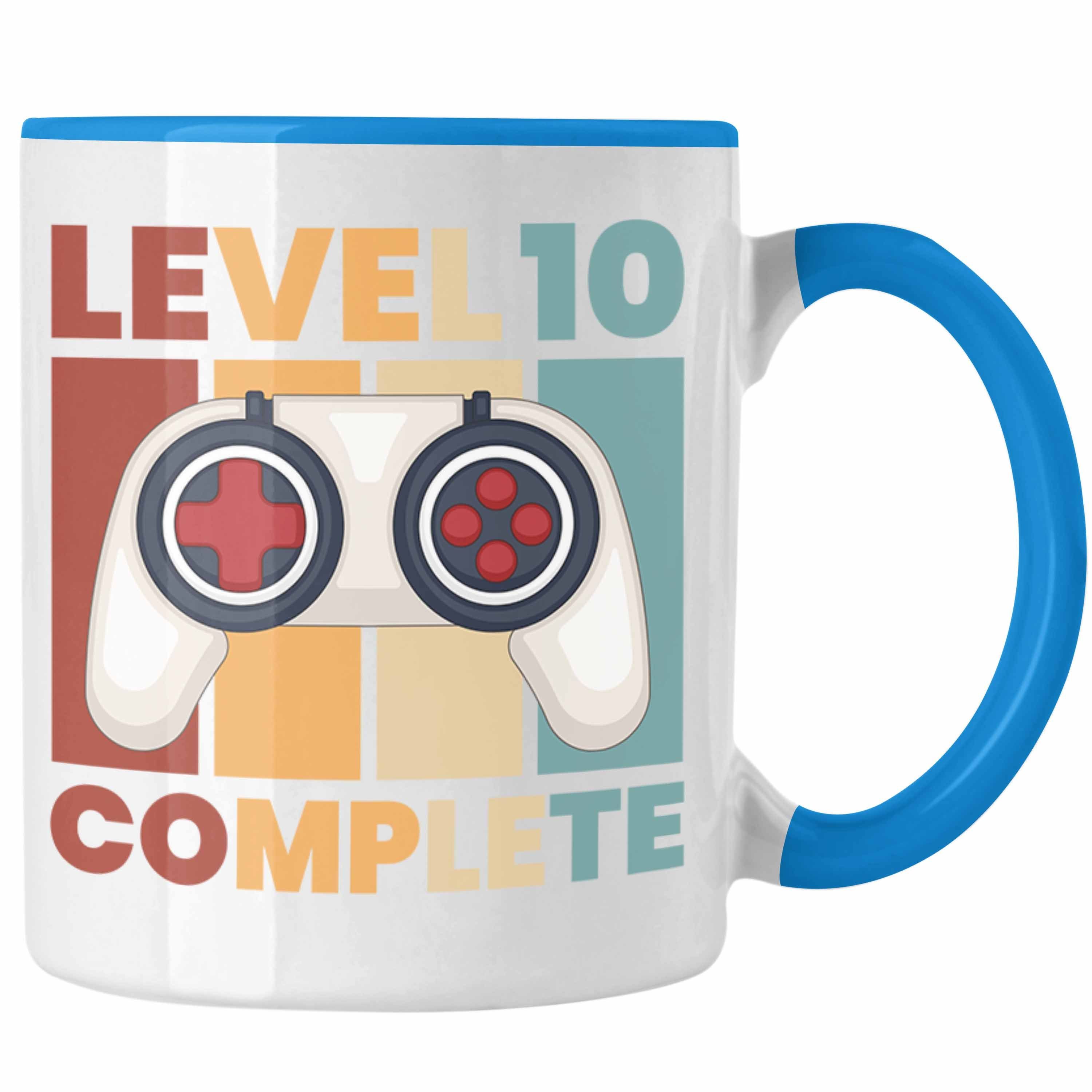 Trendation Tasse Trendation - 10. Geburtstag Tasse Geschenk Jungs Jungen Gamer Zocker 10 Jahre Alt Geburtstagsgeschenk Idee Blau