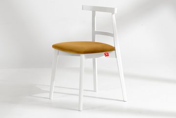 Konsimo Esszimmerstuhl Esstischstühle LILIO Holzstühle Polsterstühle 2 St, hergestellt in der EU, Buchenholzrahmen, weiße Rahmenfarbe, Vintage