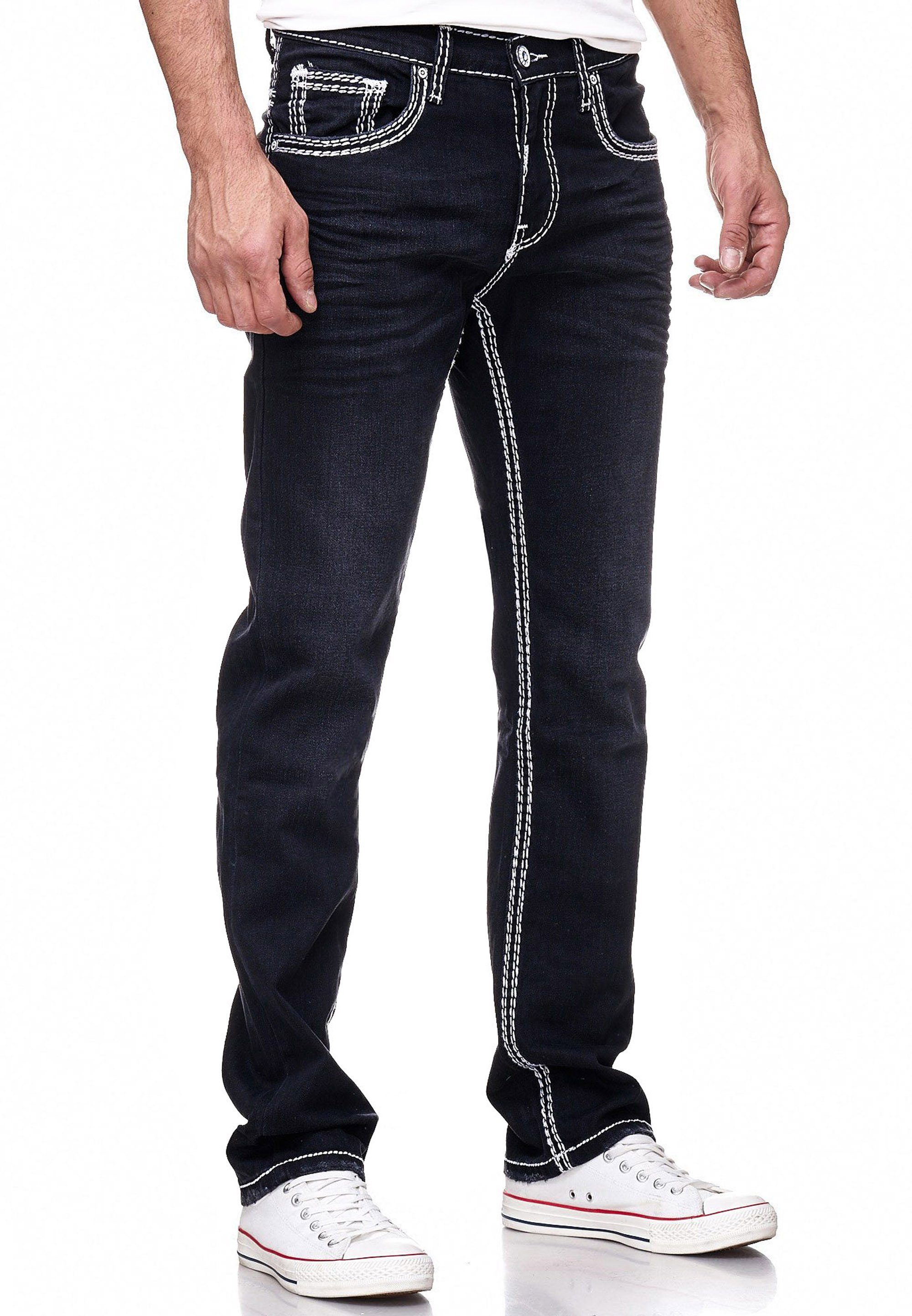Rusty Neal Straight-Jeans LEVIN 7 mit trendigen Kontrastnähten