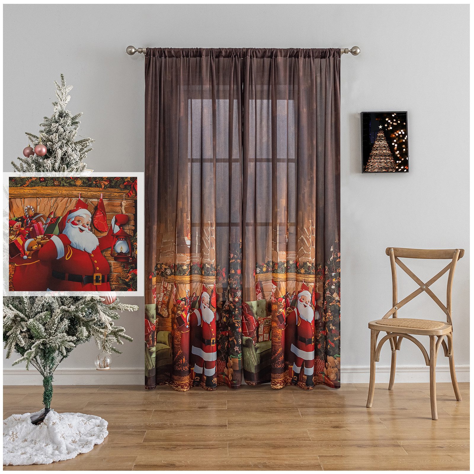 Jibenhome Gardine Weihnachts Voile-Vorhang, Transparenter Kindervorhänge, S günstig online kaufen