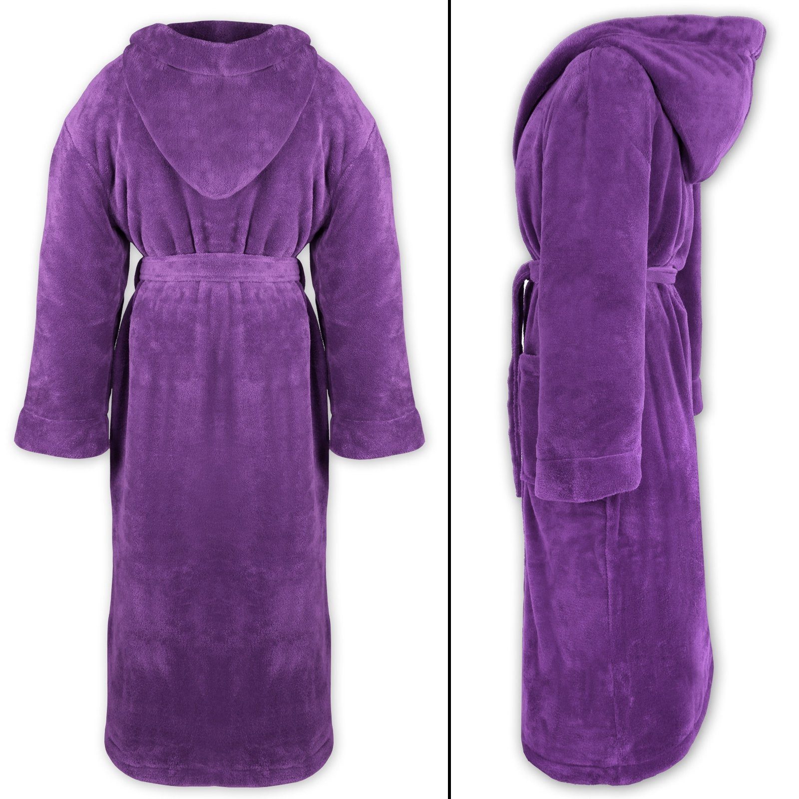 Gräfenstayn Unisex-Bademantel Bademantel Kapuze Flanell Fleece, günstig online kaufen