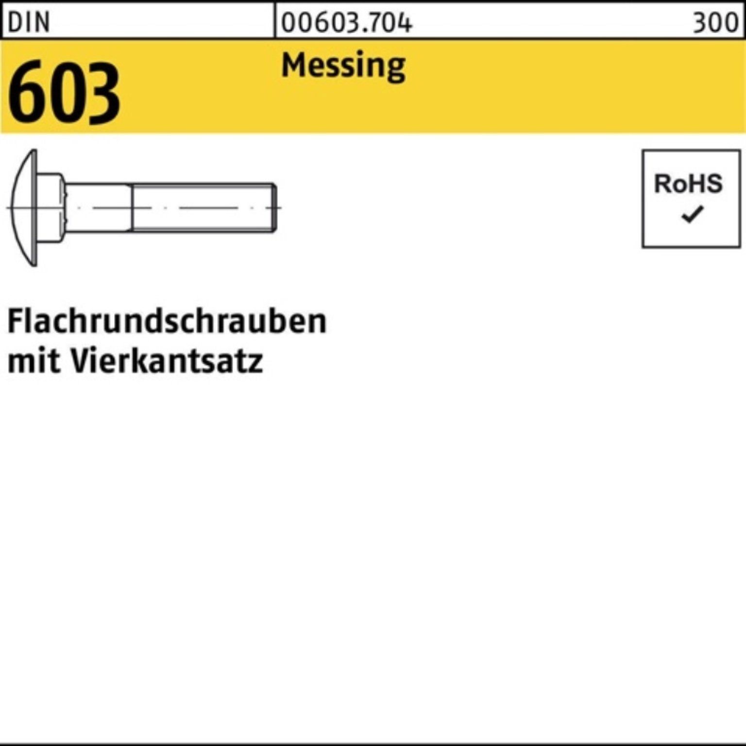 Reyher Schraube 100er Pack Flachrundschraube DIN 603 Vierkantansatz M6x 60 Messing 100