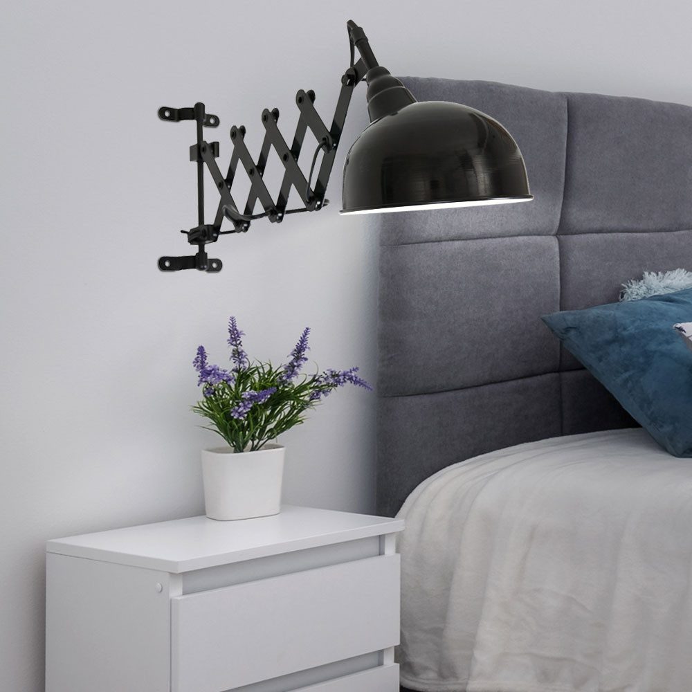 Steinhauer LIGHTING Wandleuchte, Leuchtmittel nicht inklusive, Wand Lampe schwarz Ziehharmonika Gelenk Leuchte Spot verstellbar