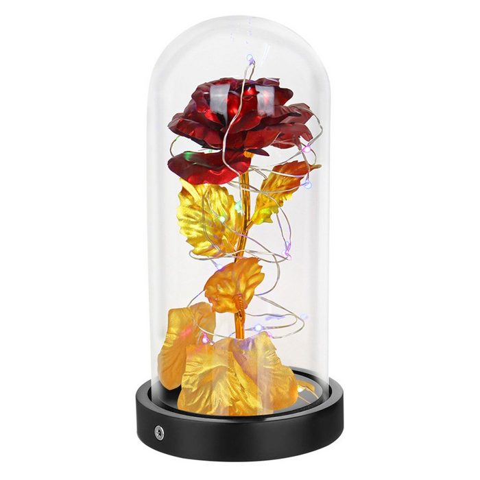 Kunstblume Rose mit LED-Leuchten Warmweiß/Multicolor USB/Batterie rose Sunicol Höhe 21 cm