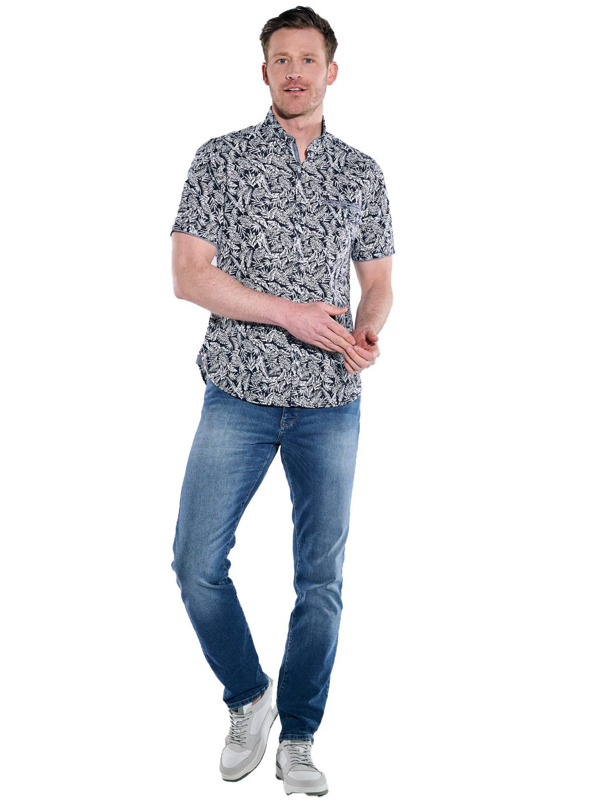 Engbers Kurzarmhemd Herren Kurzarm-Hemd gemustert, Marineblau