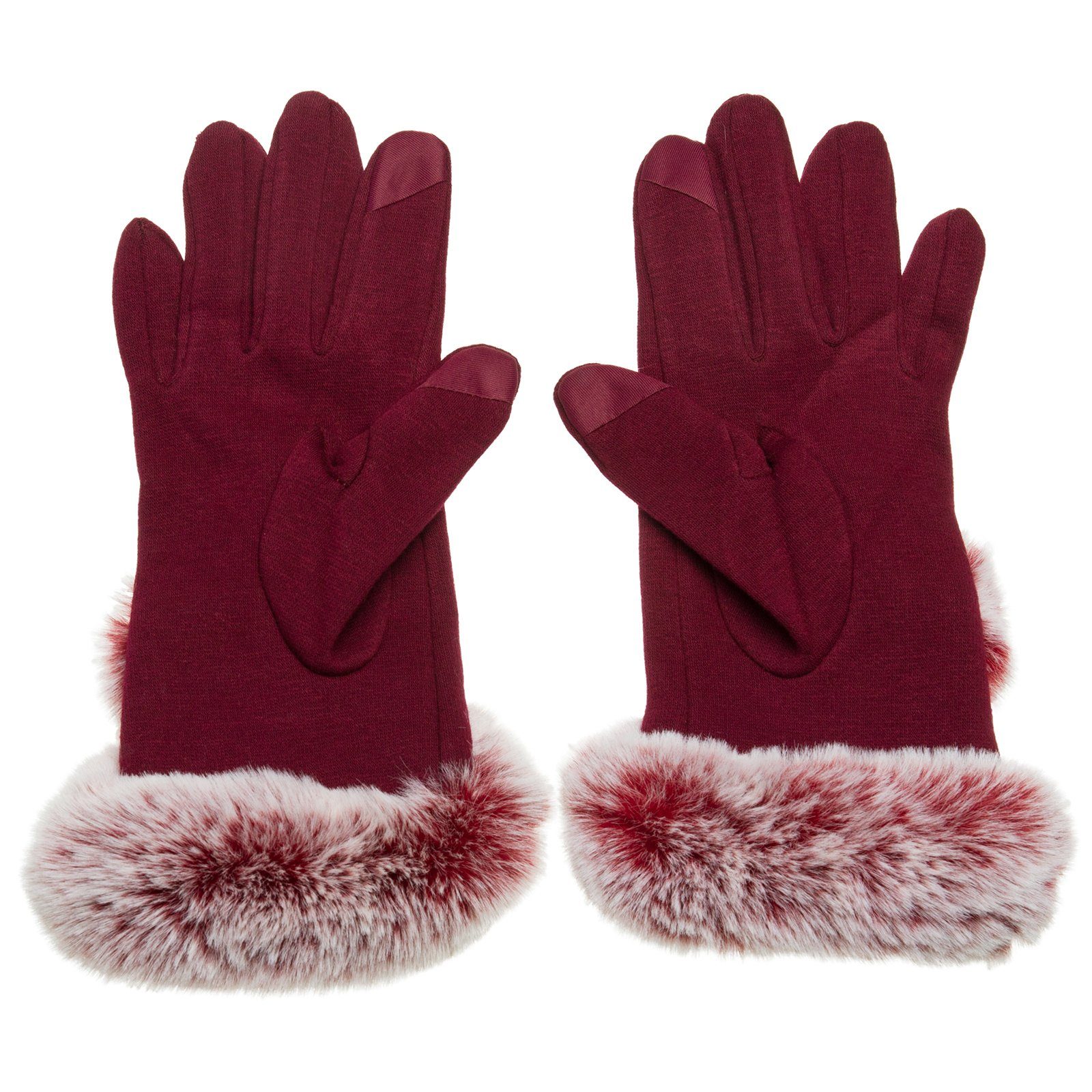 und mit GLV012 Caspar Damen Dekor Kunstfell elegante Funktion Touchscreen Handschuhe rot klassisch Strickhandschuhe