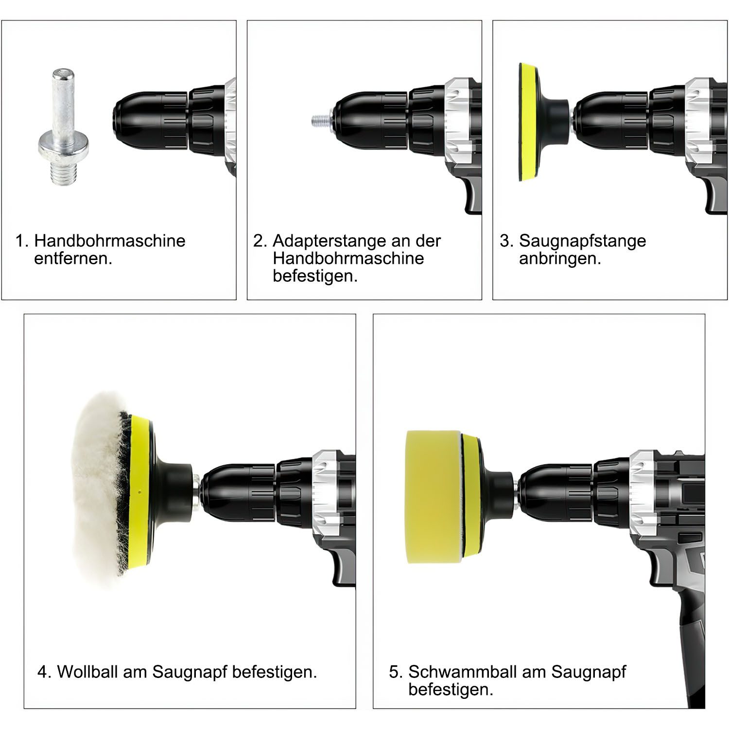 HEYHIPPO 3-inch Polishing Pad Set for Cars, 25-piece, Sponge Pads & Drill Attachment, Suitable for Polishing, Waxing, Sealing and Sanding, For Paint Care