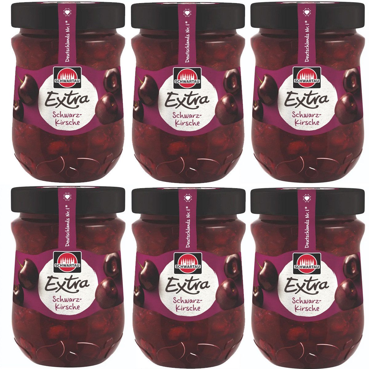 SCHWARTAU Fruchtaufstrich, Schwartau Extra Schwarzkirsche Frühstück Fruchtaufstrich 340g 6er Pack