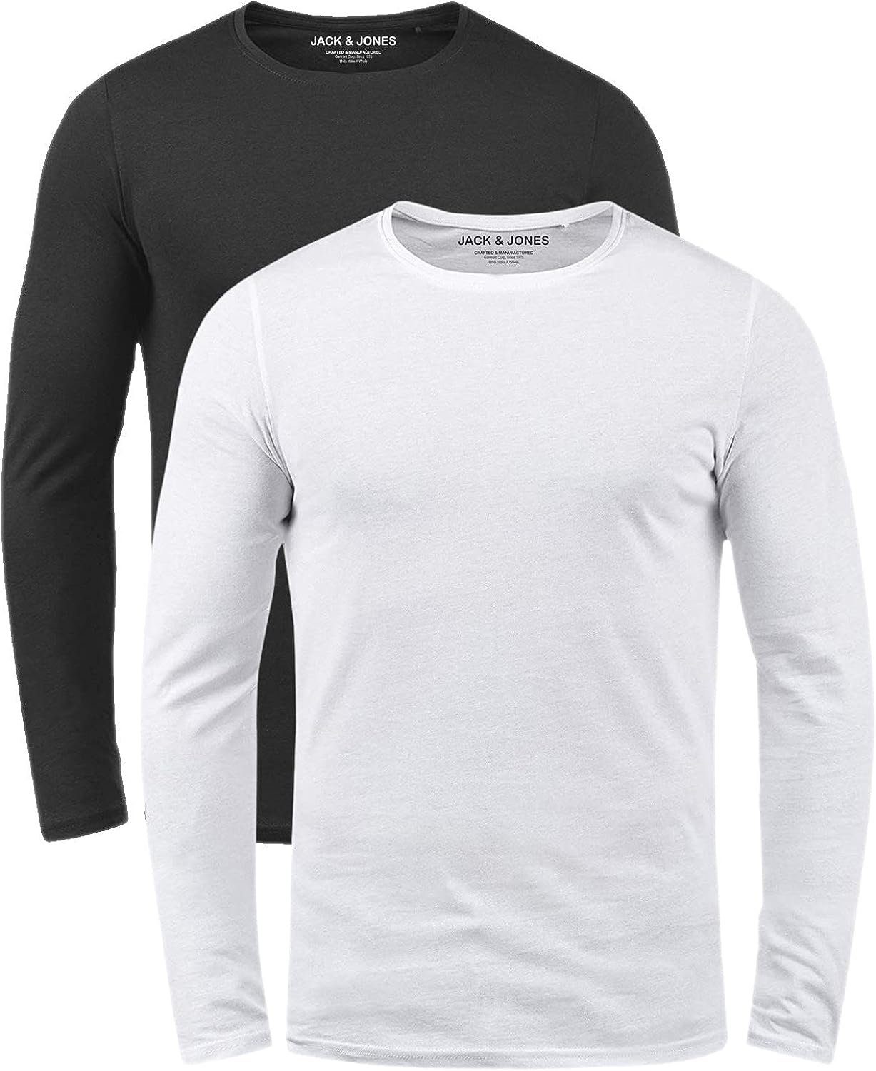 Jack & Jones Langarmshirt (Set, 2er-Pack) in Unifarben 1XBlack-1xWhite