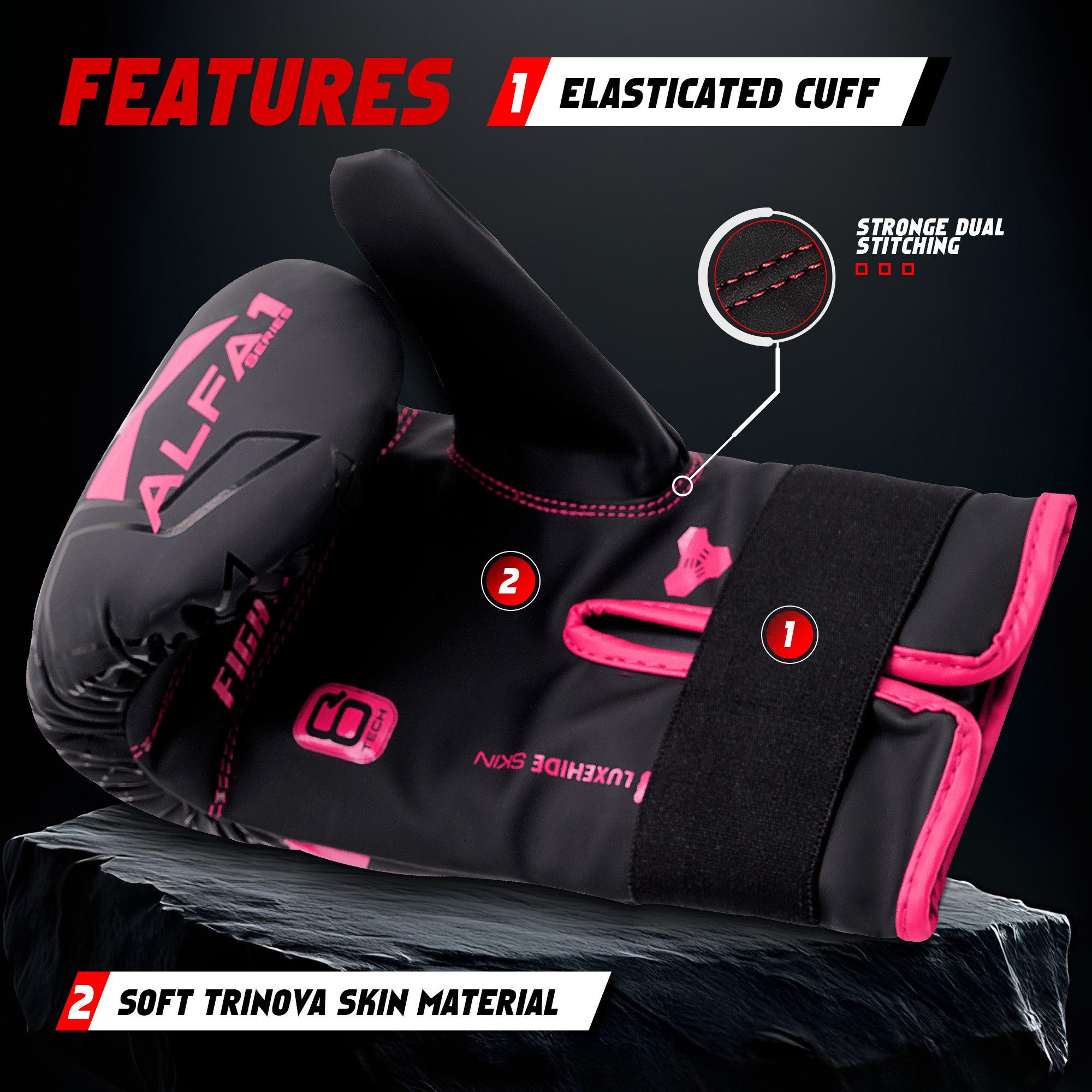 JAG GEARS Boxhandschuhe Boxhandschuhe MMA, Kickboxen, Sparring, Kampfsport Handschuhe (Set, 1x pair Boxing Mitts), Unisex Design • Stabiler Klettverschluss mit Handgelenkstütze