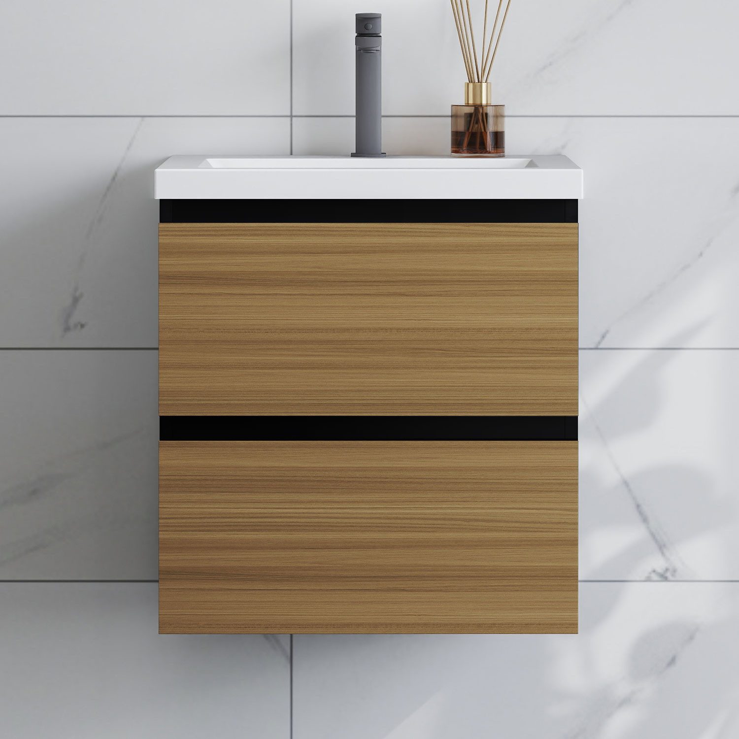 duschspa Waschtisch Waschbecken mit Unterschrank Badschrank Waschplatz Badmöbel Set, Matt, 50-120cm