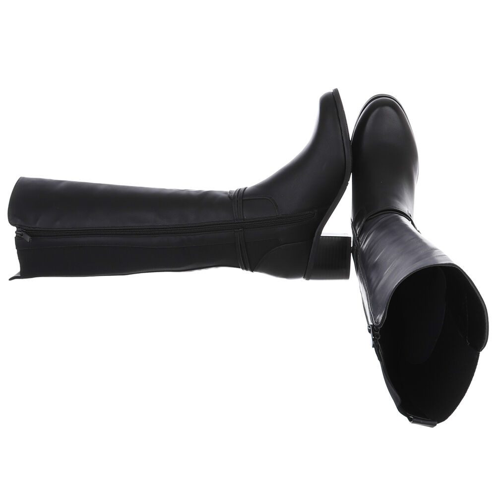 Ital-Design Elegante Damenstiefel mit Blockabsatz und Gürtel-Detail Stiefel günstig online kaufen