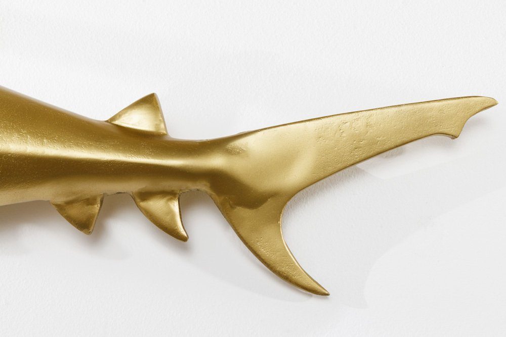 riess-ambiente Wanddekoobjekt HAIE 68cm gold Deko Maritim 2 (Set, Wohnzimmer St), Metall Skulptur · handmade Fisch · · · · ·
