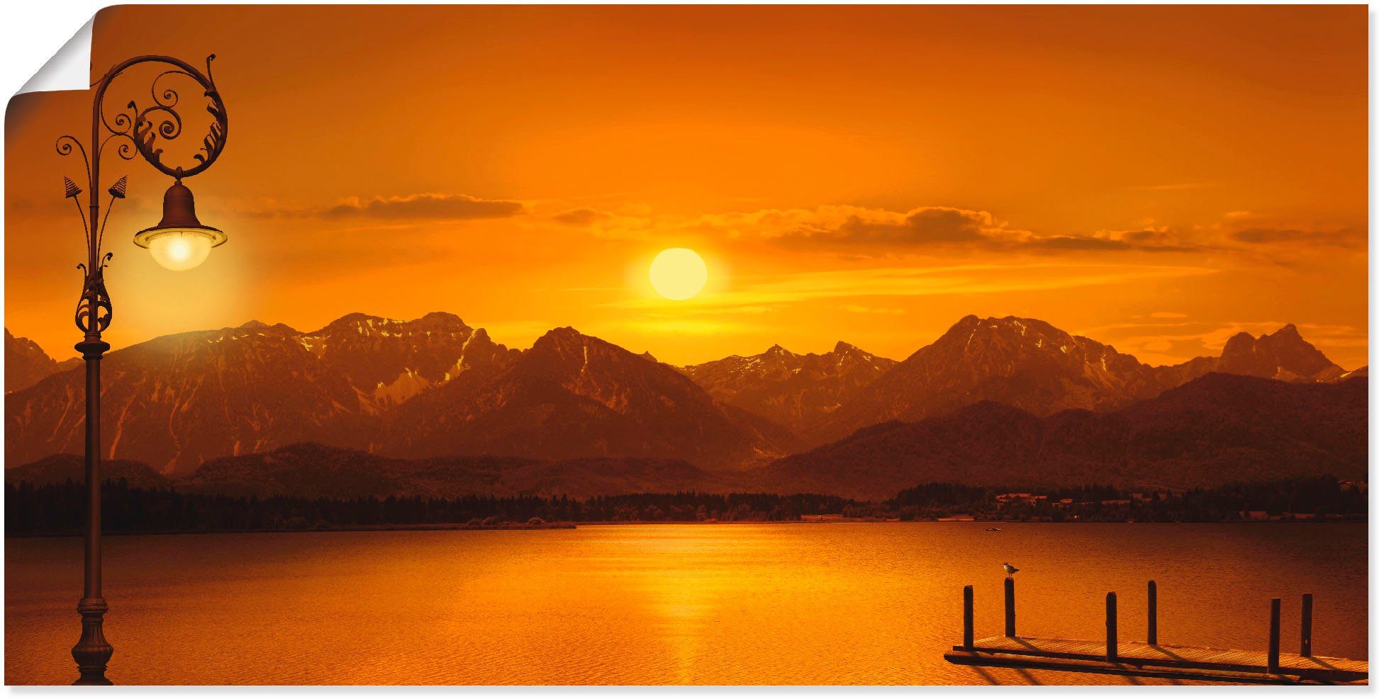 Größen Wandaufkleber in versch. im Bergsee oder Der (1 St), Abendlicht, Artland Poster Berge als Wandbild Leinwandbild,
