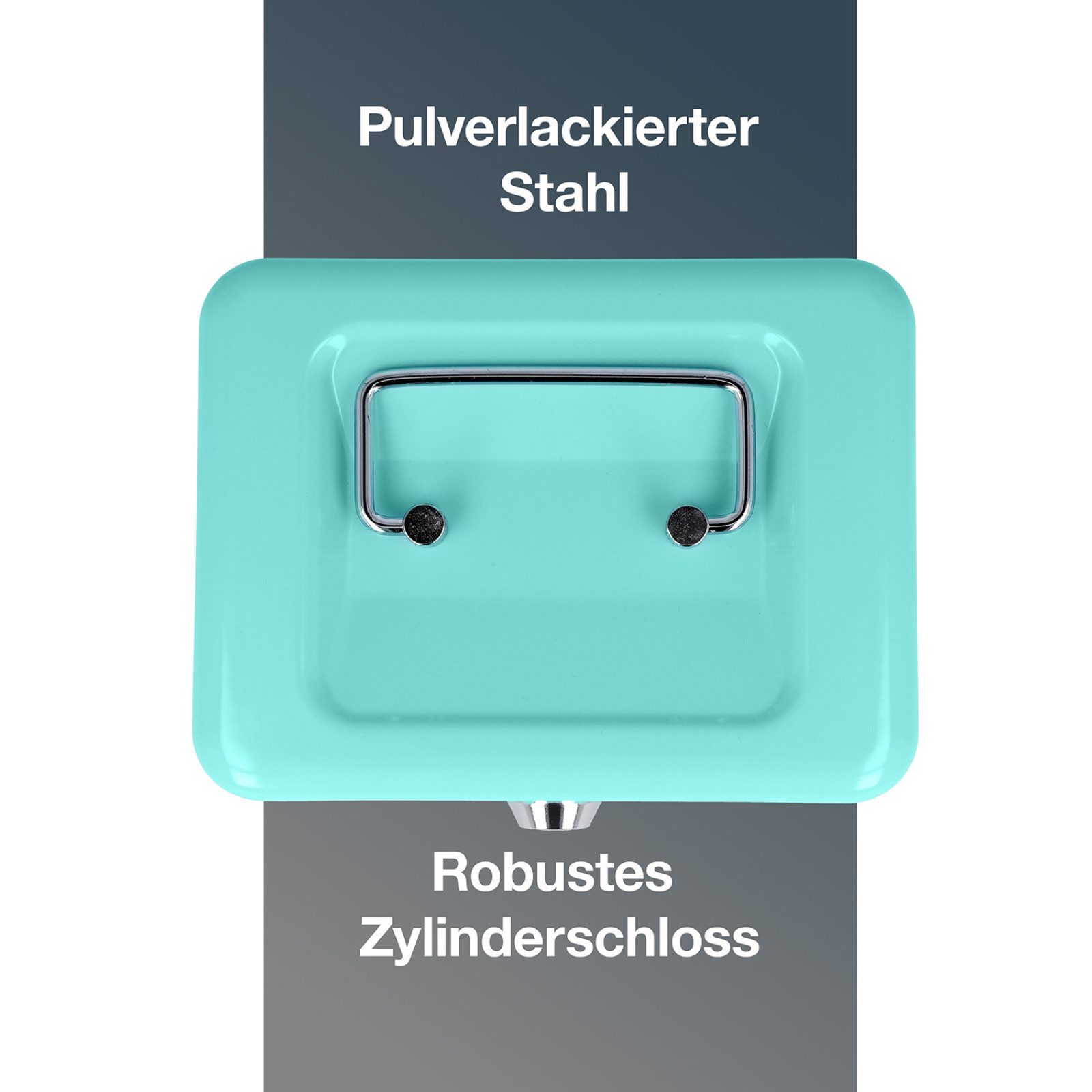 WESTCOTT Geldkassette abschließbar kompakt 15cm Türkis, Münzeinlage, 2 Schlüssel, Einlage für Münzen mit 6 Fächern – Bild 4 von 5