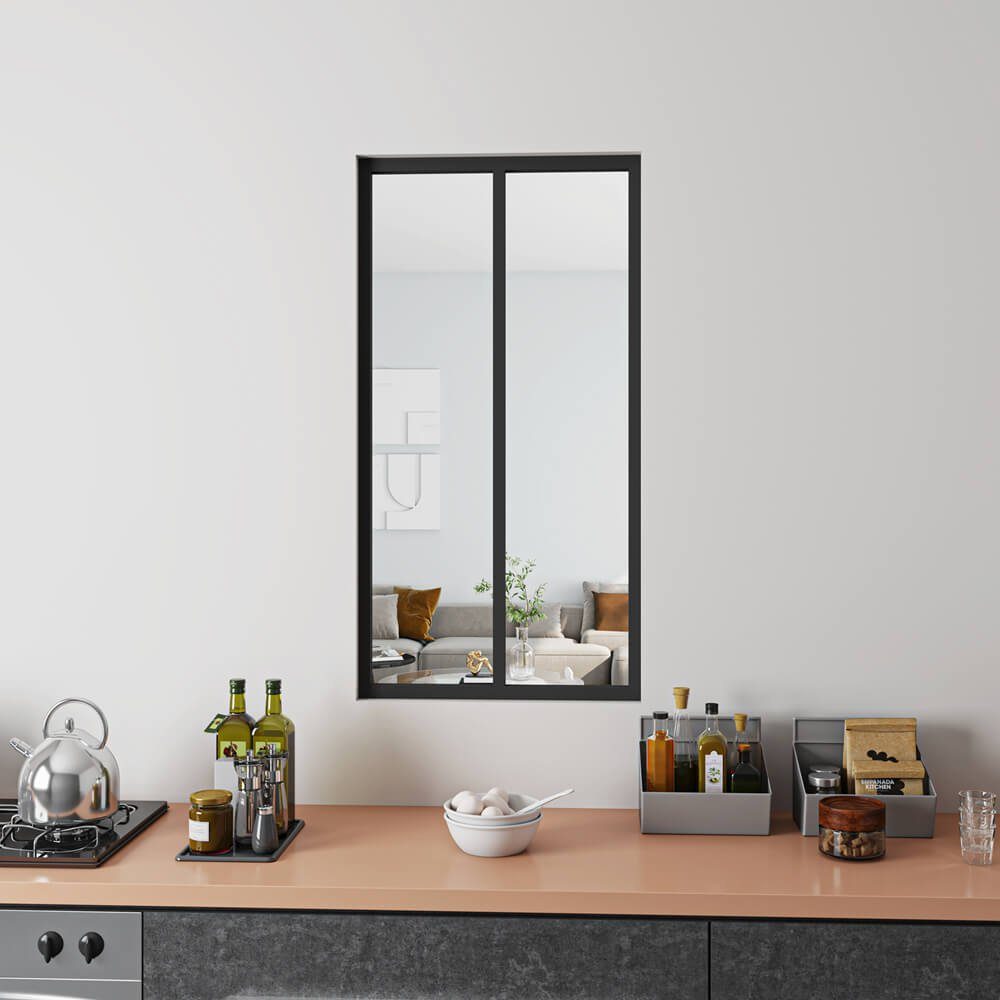 duschspa Trennwandplatten 630x1080x4mm ESG Glaswand Trennwand Fenster schwarzes Aluminium, (Set)