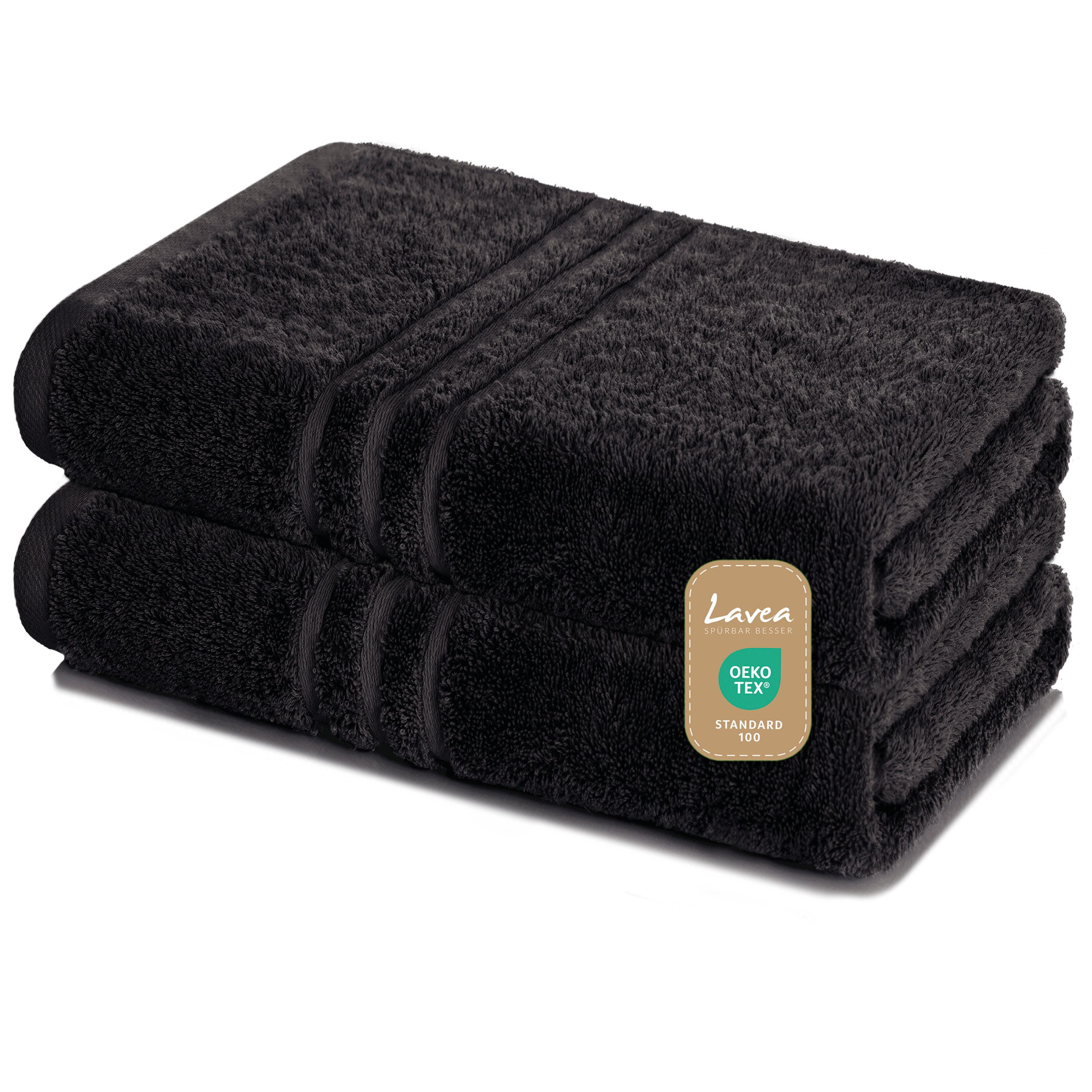 Lavea Saunatuch Set Saunahandtuch 80x200 cm Elena Frottee, Sauna-Handtücher, 100% Baumwolle (Set, 2-St), 500 g/m² Frottier, weich & saugstark, pflegeleicht