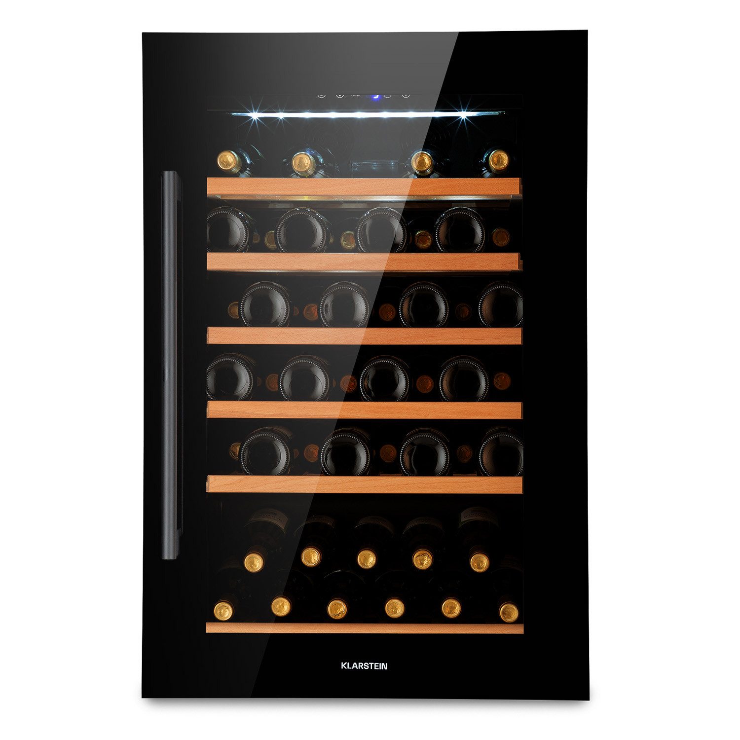Klarstein Weinkühlschrank Vinsider 52 bottle Uno black, für 52 Standardflaschen á 0,75l,Wein Flaschenkühlschrank Weintemperierschrank Weinschrank Kühlschrank