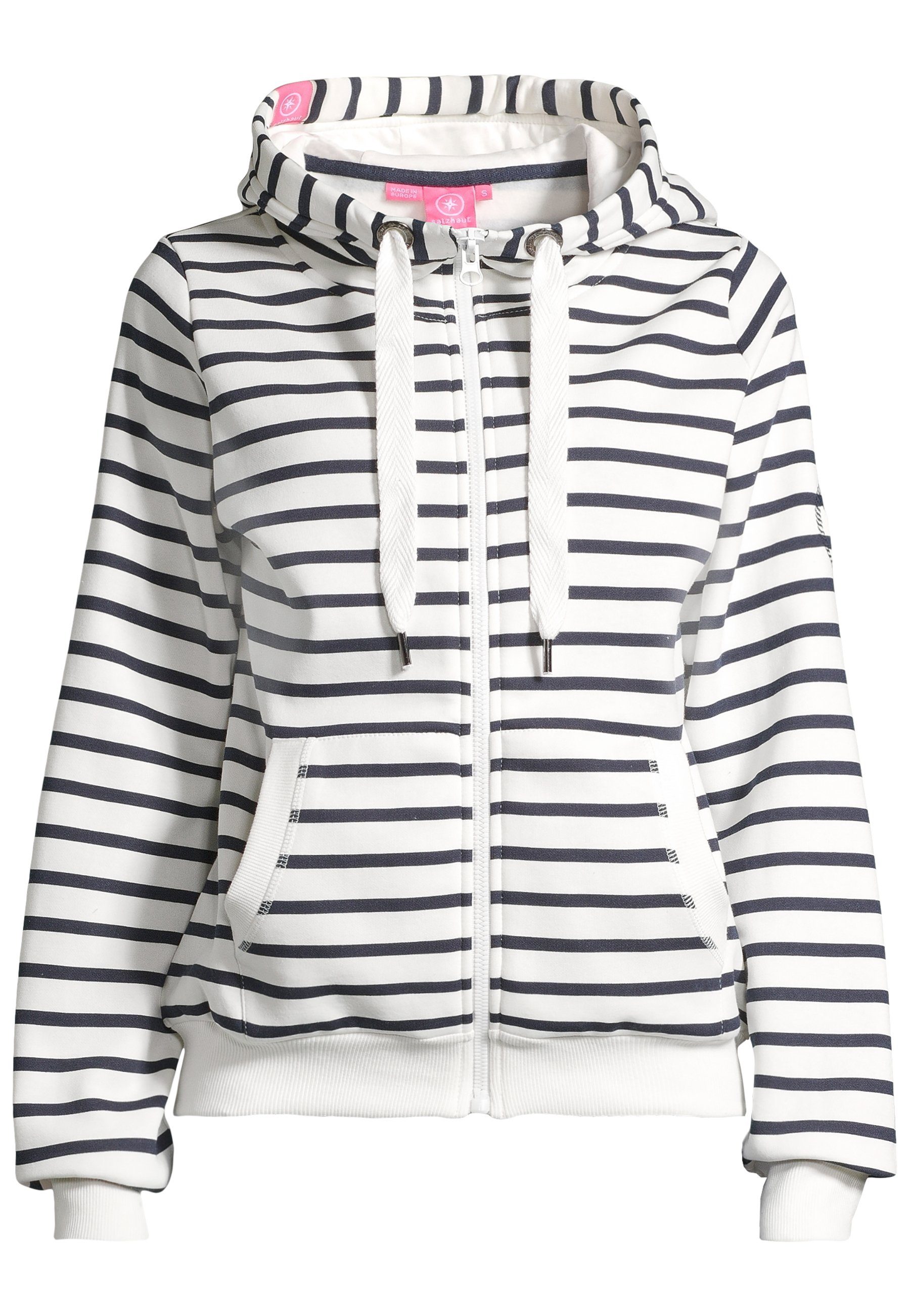 salzhaut Sweatjacke SÖÖTE - RINGEL Damen normale Passform weiche, bequeme Sweatjacke, Hoodiejacke, Indoorjacke zum Verlieben!